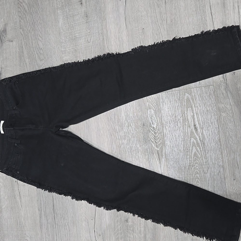 Elan Black Side Fray Fringe Mid-Rise Skinny Jeans Stretch - Medium 28 29